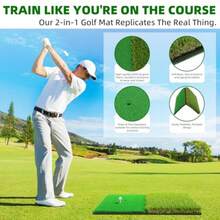 Golf Practice Mat Golf Hitting Mat for Swing Putting and Chipping Portable Golf Training Mat Indoor/Outdoor Dual-Turf/Tri-Turf Golf Mat with 8 Tees - Césped doble 23,6 x 15,8 pulgadas - Ver 6