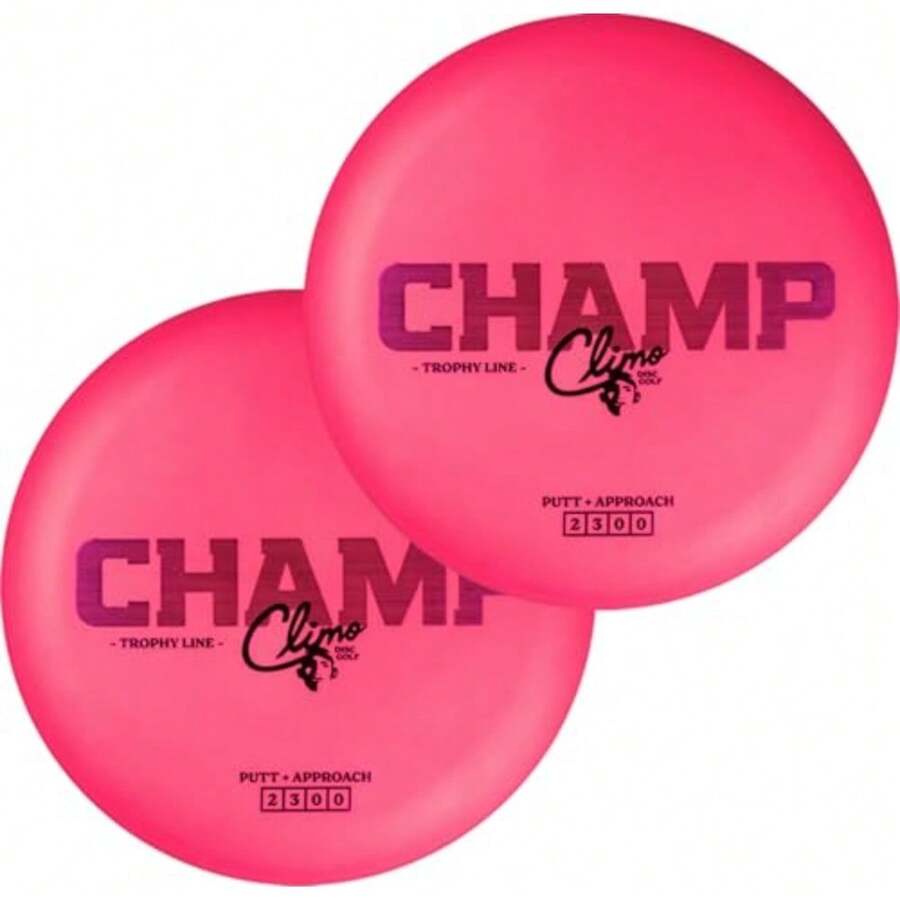 Climo Disc Golf Champ Putter 2-Pack - Trophy Line Plastic - 173+ Grams - White Black or Pink Matching Putters Ken Climo 12X World Champion - Rosa - Ver 1
