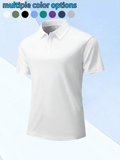 Men's Sports Polo Shirt Short Sleeve Quick Dry Outdoor Business Casual Breathable T-Shirt