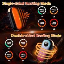Hand Warmers Rechargeable Dual-Sided Heating with LED Display Flashlight 4 Heating Levels Electric Pocket Heater for Raynauds Golf Camping Hunting Gifts for Christmas Men Women - Pro-Orange-Paquete de 2 - Ver 4