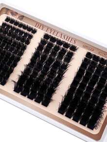 60D+80D+100D/100D+120D+160D/160D+200D+300D 3D浓密睫毛簇 300/240/170根 俄罗斯睫毛嫁接套装 D型卷翘睫毛簇套装 10-18MM DIY睫毛嫁接，单根睫毛簇，多种款式，自然妆效，可重复使用，纤细柔软 DIY睫毛嫁接，睫毛簇，单根睫毛，假睫毛 - D - 查看 5