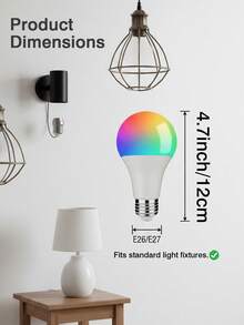 4pcs, Smart Bulbs, RGBCW LED Color Changing Light Bulbs, Dimmable Music Sync Smart Home Bulbs, App Control Wireless LED Lights For Bedroom Living Room. - View 8