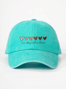 1 pieza Gorra de béisbol con lavado, estampado de corazón degradado y letra en inglés, para uso al aire libre. Ajustable, con protección solar, estilo casual, adecuada para primavera, otoño, viajes, vacaciones en la playa, para hombres y mujeres, estilo Y2K, Día de San Valentín - Gorra de béisbol - Ver 22