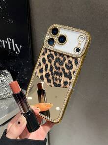 Rhinestone Leopard Print Electroplated Phone Case Compatible With IPhone 17/16/11/11 Pro/11 Pro Max/12/12 Pro/12 Pro Max/13/13 Pro/13 Pro Max/14/14 Pro/14 Plus/14 Pro Max/15/15 Pro/15 Plus/15 Pro Max Protective Cover - Multicolor - View 7