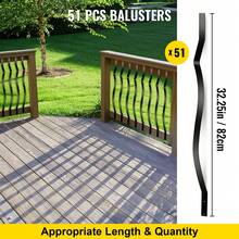 Deck Balusters Metal Deck Spindles 51 Pack 32.25inch Iron Stair Railing - 32.25 Inch, 51 Pcs/Pack - View 4