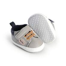 1 Pair Boys & Girls Fashion Versatile Letter Decor Design Infant Toddler Sneakers, Suitable For Spring, Autumn And Winter - Grey - View 14