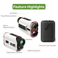 Golf Rangefinder with Slope 1200 Yards Laser Range Finder with High-Precision Flag Pole Locking Vibration 7X Magnification Rechargeable Battery - Blanco con rojo - Ver 7