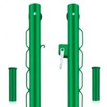 Tennis Posts with Net Crank Outdoor Heavy Duty Professional Green Tennis Permanent Court Kit for Net Quick Fixation System Equipped with a Cable Reel Round42 inches - como en la foto - Ver 2