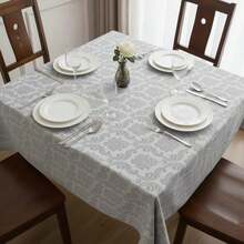 Jacquard Tablecloth For 4, 6, Or 8 People. - Light Grey - View 7