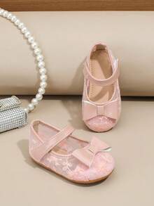 2026 New Kids/Toddler Mesh Breathable Solid Color Hook And Loop Lightweight Princess Flats, Suitable For Spring/Summer Fashion Girls Students Outdoor Wear - Pink - View 3