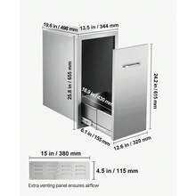 Cajón de Basura para Cocina Exterior, Barbacoa e Islas de Cocina, 344 x 498 x 655 mm, Almacenamiento Interior, de Acero Inoxidable, para Bombonas de Gas Propano, Carga Máxima 25 kg, Plata - Plateado - Ver 7