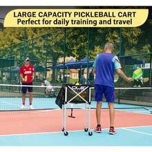 Pickleball Cart Can Holds 180 Pickleballs or 210 Tennis Balls Lightweight Ball Cart with Wheels for Training Travel - Negro - Ver 7