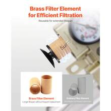 Air Compressor Filter Regulator Lubricator (FRL), 3/8" NPT Air Compressor Water Separator, Semi-Auto Drain Air-Drying System With 5μm Brass Filter Element, 145PSI Max Working Pressure, Poly Bowl - Double Unit 3/8 Npt 5UM - View 5