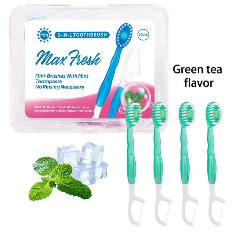 10 قطعة مجموعة فرشاة أسنان للكبار، تشمل حبات الأسنان بنكهات النعناع والشاي الأخضر والخوخ، رأس فرشاة صغير، خالية من الكحول، مجموعة فرشاة أسنان يدوية للسفر للجنسين، تنعش النفس وتعزز صحة الفم، ضرورية للعودة إلى المدرسة - ألوان مختلفة - مشاهدة 11