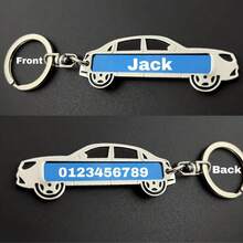 1 pieza Llavero de acero inoxidable personalizado anti-pérdida, llavero con grabado láser personalizado, diseño de doble cara, texto personalizable - Multicolor - Ver 4