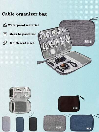 1pc Portable Data Cable And Charger Storage Bag, Data Cable Power Supply Storage Bag, Travel Essential Multi-Pocket Cable Organizer Bag, Portable Travel Large Capacity Toiletry Bag Cosmetic Bag, Small Charging Cable Storage, Suitable For Power Supply, Data Cable, Charger, Cosmetics, Portable Storage Bag, Suitable For Business, Travel, School, University, Office, Power Bank, Portable Charger Case, Back To School Earphone Case, Cable Bag, Electronics Bag, Dorm, Home, Camping