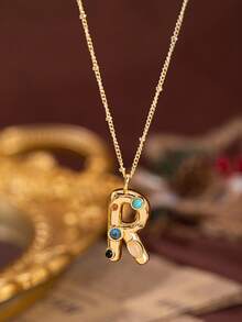 1pc Stylish And Simple Women's Necklace With 26 Letter Pendant (A-Z Capital Letters). Suitable For Everyday Wear, Unisex, And As A Gift For Friends. - Multicolor - View 25