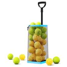 Lightweight Tennis Ball Hopper Holds 50+ Tennis Balls or 40+ Pickleballs Durable and Portable Adjustable Tennis Ball Picker Great for Hard Court Clay Grass Car Trunk - Azul - Ver 1