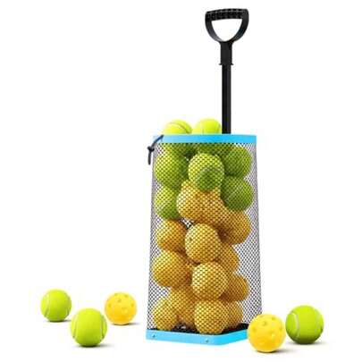 Lightweight Tennis Ball Hopper Holds 50+ Tennis Balls or 40+ Pickleballs Durable and Portable Adjustable Tennis Ball Picker Great for Hard Court Clay Grass Car Trunk