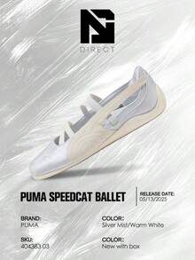 Puma Speedcat Ballet Black Mauve Mist (Women's)– Women's Lifestyle Sneakers – Shoes For Woman-Vintage-Spring & Summer-Inspired Running Shoes, Shock-Absorbing Comfort, Gym To Streetwear Casual Wear-Easter Gift–401287 02 - Silver Mist/Warm White - 查看 6