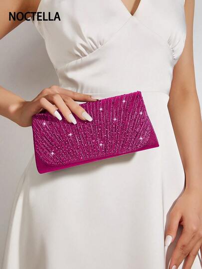 Noctella This Sparkling And Exquisite Rhinestone-Encrusted Clutch, An Elegant And Stylish Small Square Bag, Is The Perfect Evening Bag For Women, Suitable For Parties, Weddings, Banquets, And Various Other Occasions. It Is The Best Gift For Women.