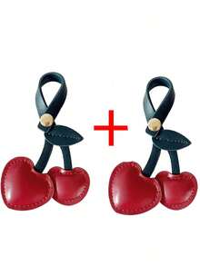 Llavero de estilo rural con cereza, llavero de PU, accesorio de moda para bolso, pequeño regalo - Rojo - Ver 13