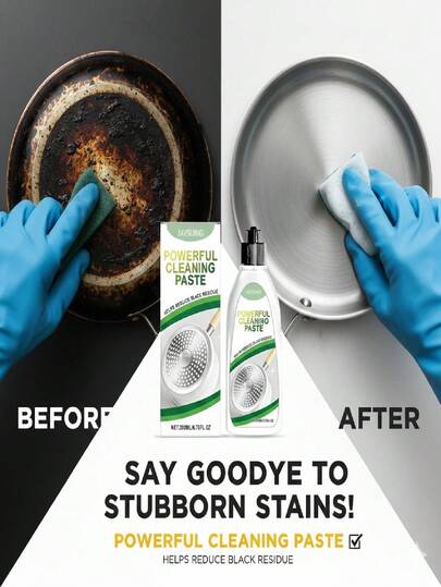 Ultimate Magic Pot Bottom Cleaning Paste - Powerful Removal Of Burnt Stains And Heavy Grease, Stainless Steel Cookware Polishing Paste, Multi-Functional Kitchen Deep Cleaning Essential, Scratch-Free Shiny Effect, Long-Lasting Luster Household Cleaning Tool