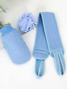 3pcs/Set Exfoliating Bath Towel Scrub Strap, Double-Sided Loofah Back Scrubber, No Need Help Scrub Back, Remove Dirt & Dullness - Multicolor - View 3