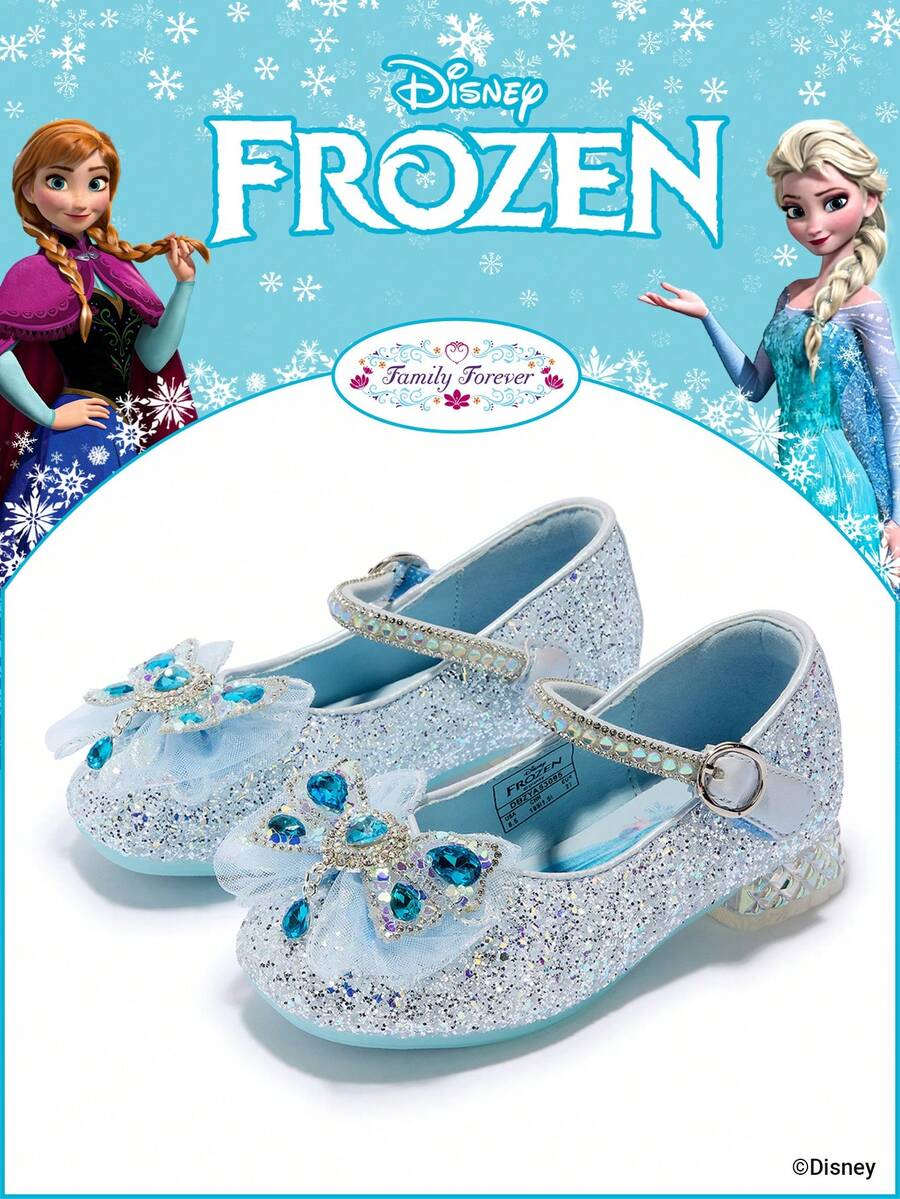 Disney 1 Pair Authorized Princess Shoes, Suitable For Daily And Outdoor Wear, Comfortable, Non-Slip, Breathable (Children Flat Shoes, Girls Shoes, Princess Shoes, Queen Shoes) - Baby Blue - View 1