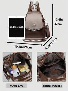 Ba lô nữ chống trộm bằng da PU mềm, kiểu dáng cổ điển; Túi xách đa năng thời trang hàng ngày; Túi du lịch nhẹ nhiều ngăn; Ba lô học sinh tối giản dung tích lớn; Túi đi làm tiện lợi, phù hợp cho học sinh, y tá, giáo viên, doanh nhân, du lịch, đi làm, mua sắm, văn phòng, hẹn hò, leo núi, đào tạo, làm việc, quà tặng sinh nhật, quà tặng ngày lễ. - Nhiều màu - Xem 3