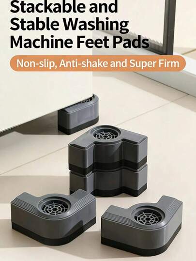 4pcs Washing Machine Base Foot Pads Washing Machine Stabilizer Vibration Pads, Washing Machine Foot Pad Anti Slip Shockproof Silent Foot Pad Washing Machine Protective Pad Non Slip Heighten Shock And Noise Cancelling Mat For Washer Sofa And Dryer Machine Support Protects