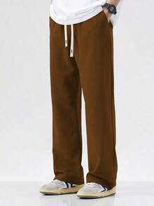 Men's Straight Knit Pants, Loose Fit Casual Sweatpants, Versatile For Spring And Autumn - Coffee Brown - View 8