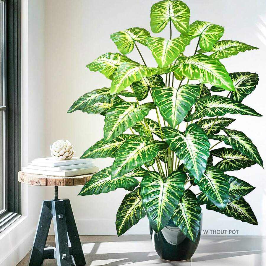 60-132cm (51.96 Inches) Artificial Flowers - Calla Lily, Caladium, Turtle Leaf, Leopard Leaf, Fake Plants, Holiday Home Office Decor