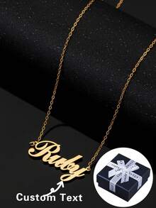1件装不锈钢个性化名字项链，金色，不褪色，时尚定制项链，送给女友、男友、母亲节的完美礼物。银色、金色、玫瑰金，时尚百搭，秋季流行，简约、休闲、复古，定制，个性化，独特，是送给女友、妈妈、家人、朋友、女儿的理想礼物，适合周年纪念日、情人节、母亲节、毕业舞会、学弟学妹等场合。定制时尚文字项链，尽显魅力，精致浪漫，银色时尚，女士珠宝。 - 金色 - 查看 3