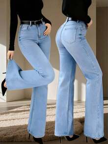 New Women Straight Leg Jeans, Loose Fit Casual Street Style Brand Relaxed Fit Jeans, Women Denim Pants And Clothing - Giặt nhẹ - Xem 13