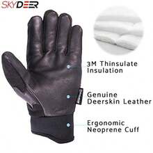 SKYDEER Full Deerskin Leather Winter Drive Work Gloves Extra Soft 100G 3M Thinsulate Thermal Insulated Gloves SD2211T - Black Deerskin Palm - View 4