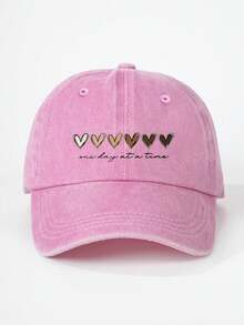 1 pieza Gorra de béisbol con lavado, estampado de corazón degradado y letra en inglés, para uso al aire libre. Ajustable, con protección solar, estilo casual, adecuada para primavera, otoño, viajes, vacaciones en la playa, para hombres y mujeres, estilo Y2K, Día de San Valentín - Gorra de béisbol - Ver 23