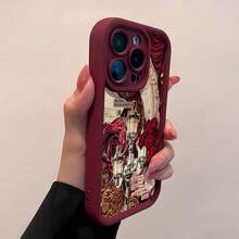 Vintage Romance Red Rose And Clock. This Stylish Red Phone Case Is Compatible With Samsung, Apple, VIVO, OPPO, , Transsion, ,  And Honor. Made Of TPU Silicone, It Offers Shock And Drop Protection And A Superior Feel. It's An Ideal Gift For Family, Friends, And Loved Ones, And A Perfect Choice For Valentines Day And Year's Gift. - Red - View 4