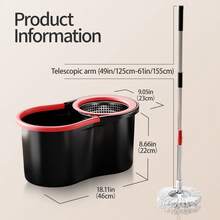 Soiven Mop And Bucket Set With 360° Rotatable Mop 3 Microfiber Heads 61-Inch Adjustable Handle Efficient Cleaning Supplies - Nhiều màu - Xem 2