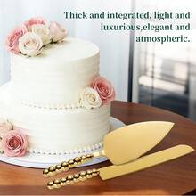 2件套不锈钢蛋糕刀和蛋糕铲套装，珍珠陶瓷手柄，优雅烘焙披萨铲工具，适用于婚礼、生日、派对等场合。 - 彩色 - 查看 10