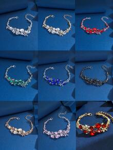 1件女士手链，水滴形玉石水晶手链，闪亮多石设计，适合晚宴、婚礼、情人节等场合佩戴 - 5320 - 查看 12