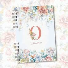 A5 Floral Pink And Blue Notebook Personalized With Initial Of The Alphabet - Q - View 1