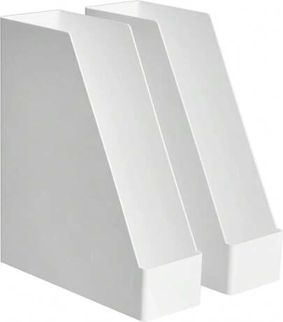 Estante para documentos de plástico blanco de 2 piezas, caja de almacenamiento para escritorio, soporte para preparación de documentos de oficina