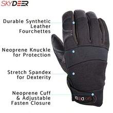 SKYDEER Full Deerskin Leather Winter Drive Work Gloves Extra Soft 100G 3M Thinsulate Thermal Insulated Gloves SD2211T - Black Deerskin Palm - View 3