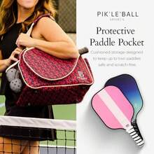 Pik'le'Ball Sport Premium Women's Pickleball Bag Stylish and Versatile Sports Bag with Water Bottle Holder Padded Paddle Pocket and Spacious Design fits 2+ Paddles! - Marrón elegante a cuadros - Ver 4