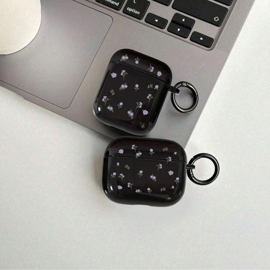 Expression Purple Floral Protective Case Compatible With Apple Wireless Charging Case, Scratch-Resistant And Shockproof - Black - View 1