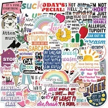 50 Humorous And Sarcastic DIY Stickers: Perfect For Journals, Guitars, Laptops, Helmets, Skateboards, Suitcases, And More - Suitable For Ages 14 And Up - No Power Required - Versatile Use - Made Of Vinyl - Humorous DIY Stickers - View 9