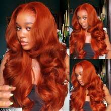 10-36 Inch Body Wave Lace Front Wigs Human Blended Hair Pre Plucked Glueless Wigs 13x4 HD Body Wave Lace Front Wigs Human Blended Hair For Women 180% Density Lace Closure Wigs Ginger Orange 350 - S350 - View 1