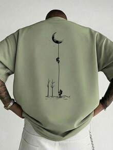 GRDR Men's Fashionable Printed Loose Short Sleeve T-Shirt | Exquisite Design | Summer Essential | Easy To Match, Showcasing Your Style - Mint Green - View 2