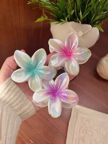 1件/3件/6件裝 花卉印花休閒款 ABS 塑料仿珍珠花朵髮夾，漸層漸變色，歐美時尚髮飾 - 彩色 - 查看 1